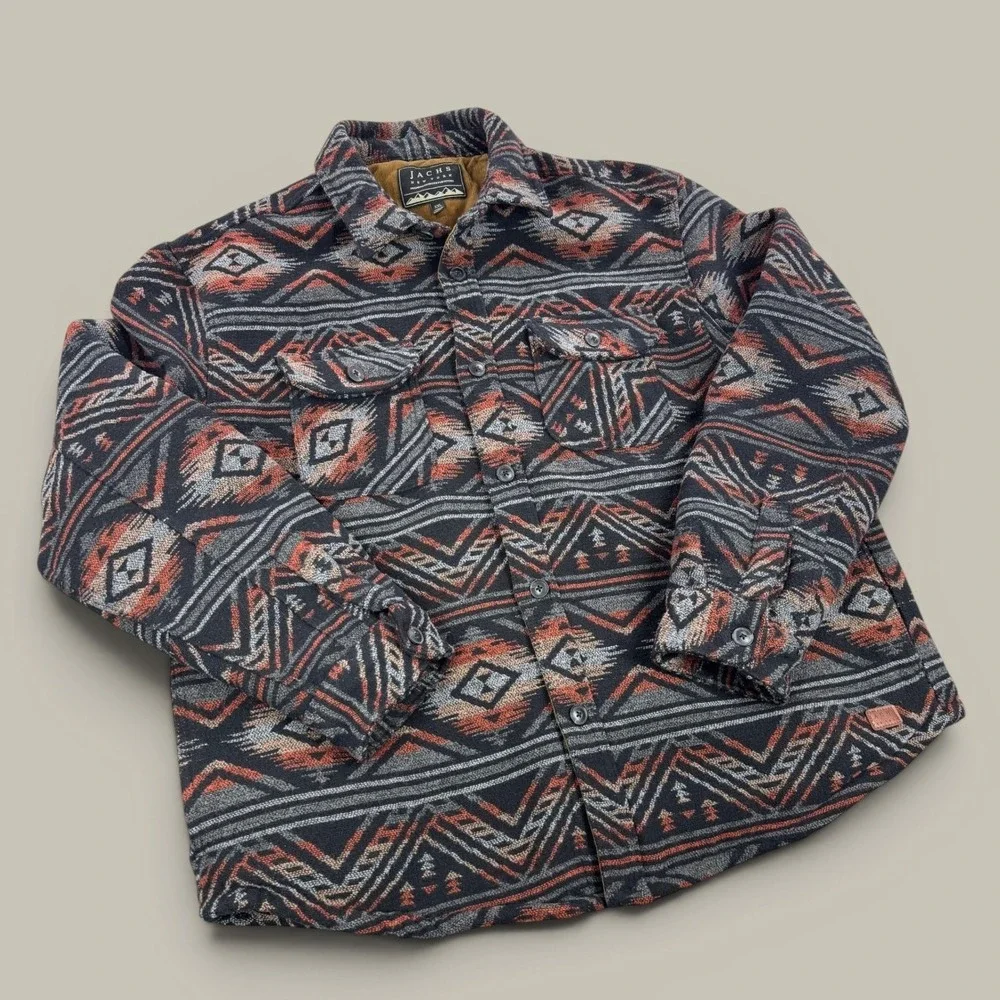 Jachs XXL Southwestern Wool Blend Sherpa Lined Shirt Jacket Shacket *FLAW